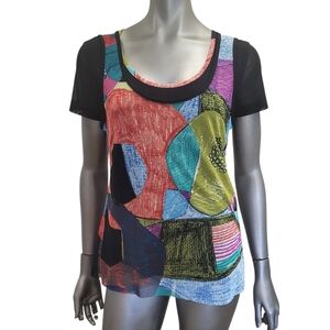 B12. Dolcezza Colorful Abstract Women's Top - Size Small